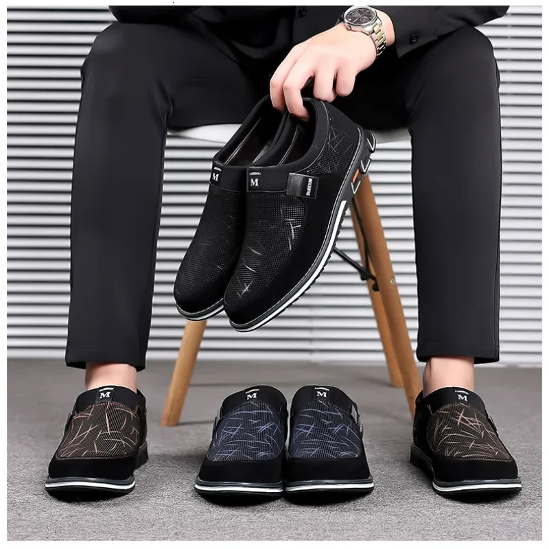 Classic Casual Mens Leather Shoes Slip-On Loafers for Men Business Moccasins Office Men Work Flats Trend Driving Shoes Big Size 260305