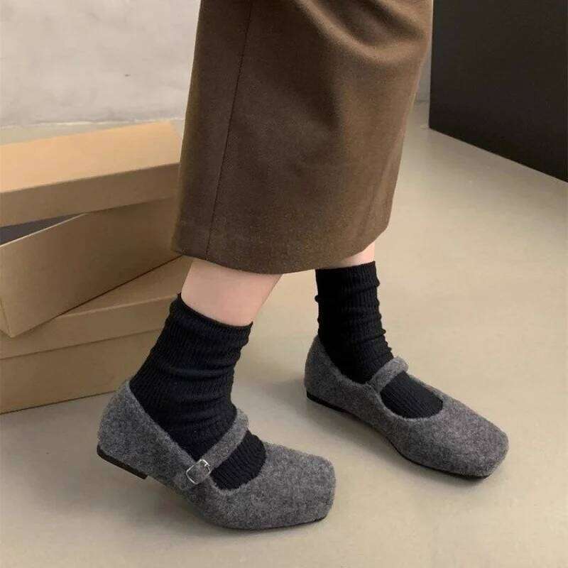 Women's Square Toe Slip-On Loafers with Plush Texture | Versatile Winter Shoes for Casual & Dressy Looks