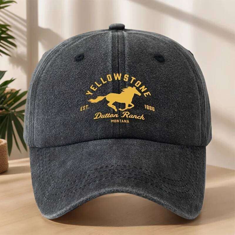 Yellowstone horse print baseball cap,classic retro duckbill cap,comfortable sweat absorbing breathable cap,outdoor casual sports Y260304