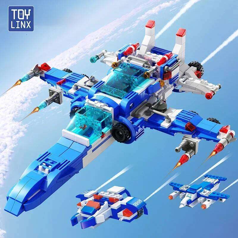TOYLINX 679PCS Police Building Blocks 8-in-3 Transformable Toy 51 Shape Changes Robot Vehicle Aircraft Kids Construction Bricks Z260305