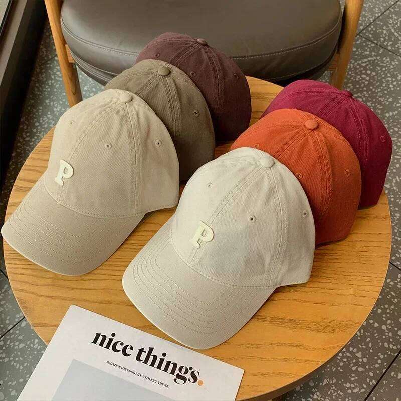 Letter P Embroidered hats Baseball Caps for Men and Woman's Adjustable Casual Cotton Sun Solid Color Visor Hats Y260304