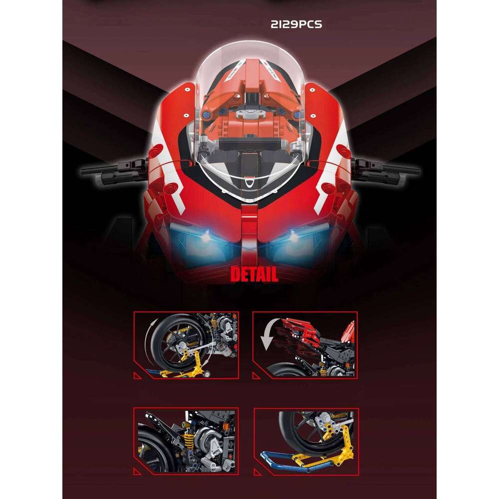 672101 2129pcs City Tech Motorcycle Car Model Building Blocks MOC Racing V4S Motobike Vehicles Bricks Toys For Children Gifts Z260306