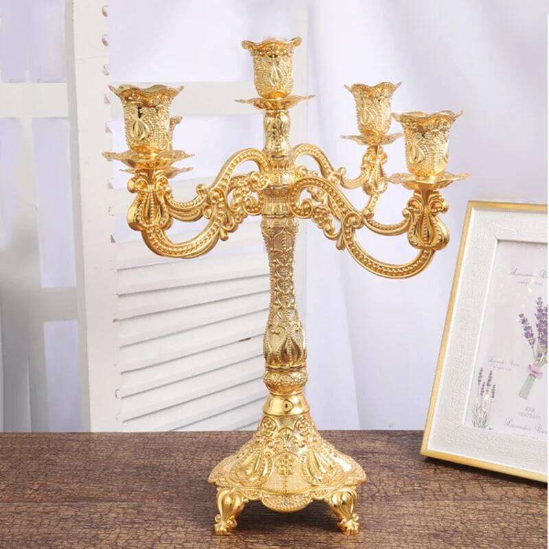 Metal Holders Luxurious Gold Silver Candlestick Party Tabletop Candle Stand Wedding Delicate Candelabra Home Decoration XJ260305
