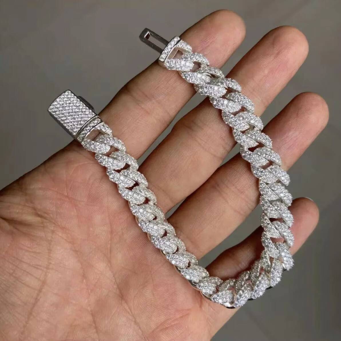 Hot Selling Hip Hop Jewellery Luxury GRA Iced Mens Womens Moissanite 925 Silver Gold Cuban Link Bracelet Customizable