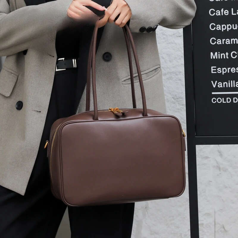 Genuine Leather Fashion Women Shoudler Black Bags Luxury Ladies Crossbody Cowhide Brown Large Bag Female Handbags Coffe Xiu Lai Si