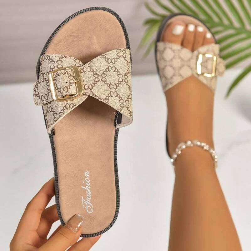 New Casual Style Slip-On Slide Sandals Fashion Outside Wear Cork Women Slippers Retro Non-slip Outdoor Beach Shoes