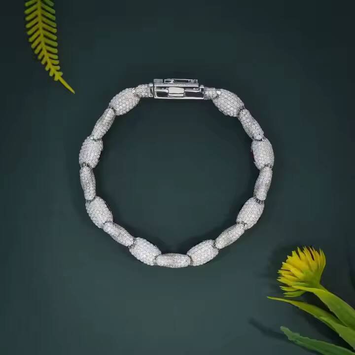 Unisex 925 Silver Bracelet Multicolor Moissanite Stones Full Iced Hip Hop Style Diamond Bracelet Indian Manufacture