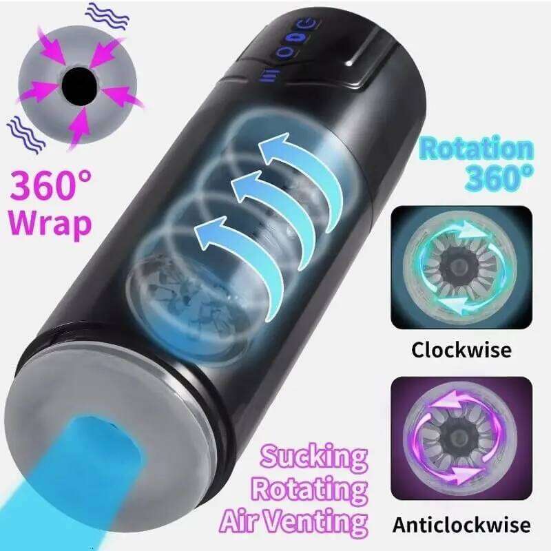 Pocket Pussy Automatic Male Toy Adult Toys Rotating Deep Clamping Labia Sucking Penis Stroker Realistic Vaginal Sleeve W260305