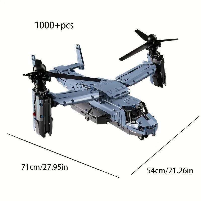 MOC 1389PCS V-22 Tiltrotor Aircraft Helicopter Building Block Children Military Airplane model Bricks Toy home Decor. Z260305