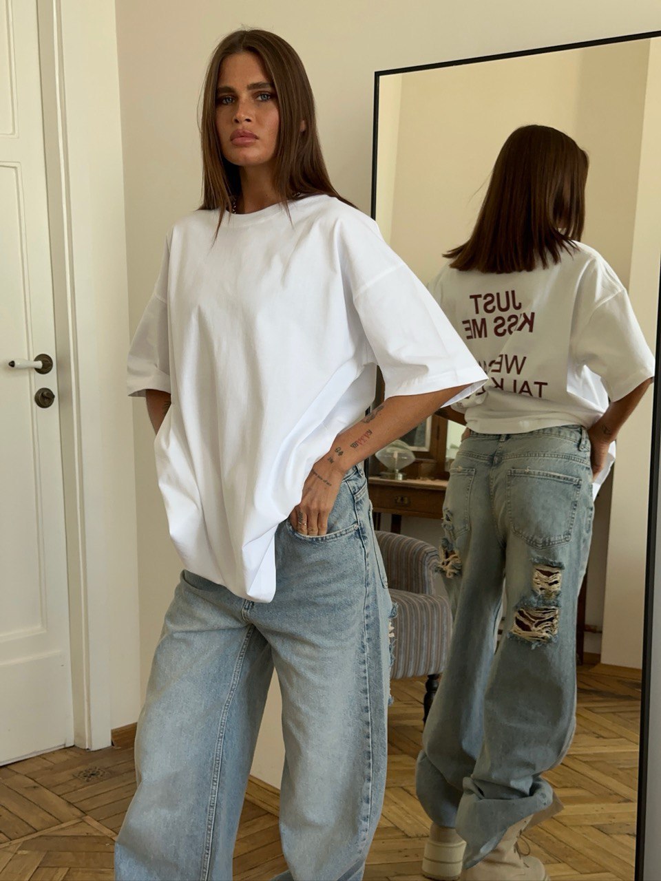 European and American versatile letter printed short-sleeve T-shirt unisex casual loose versatile short-sleeve top for summer