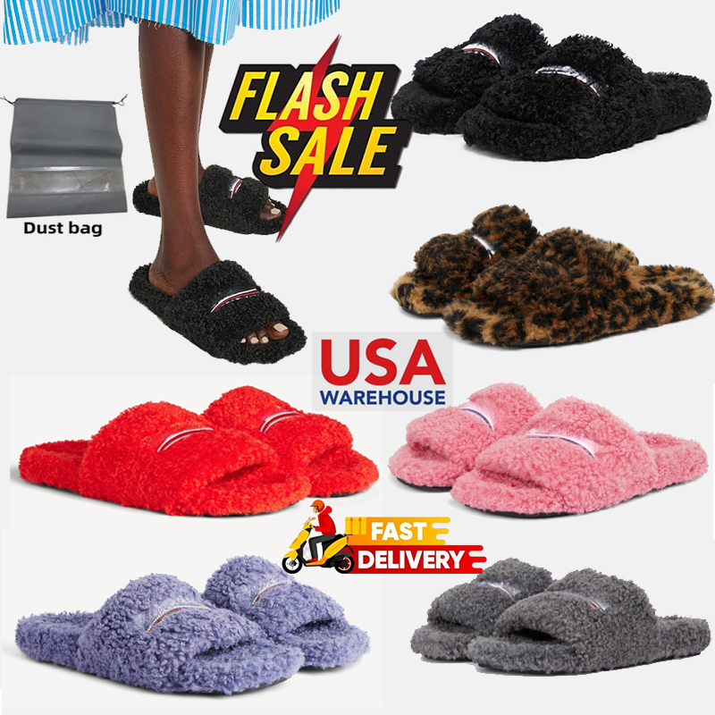 Luxury Slides Paris Designer men women Slippers Ladies Wool Winter Fur Fluffy Furry Warm Letters Sandals Comfortable Fuzzy Girl Flip Flop Slipper size 35-45