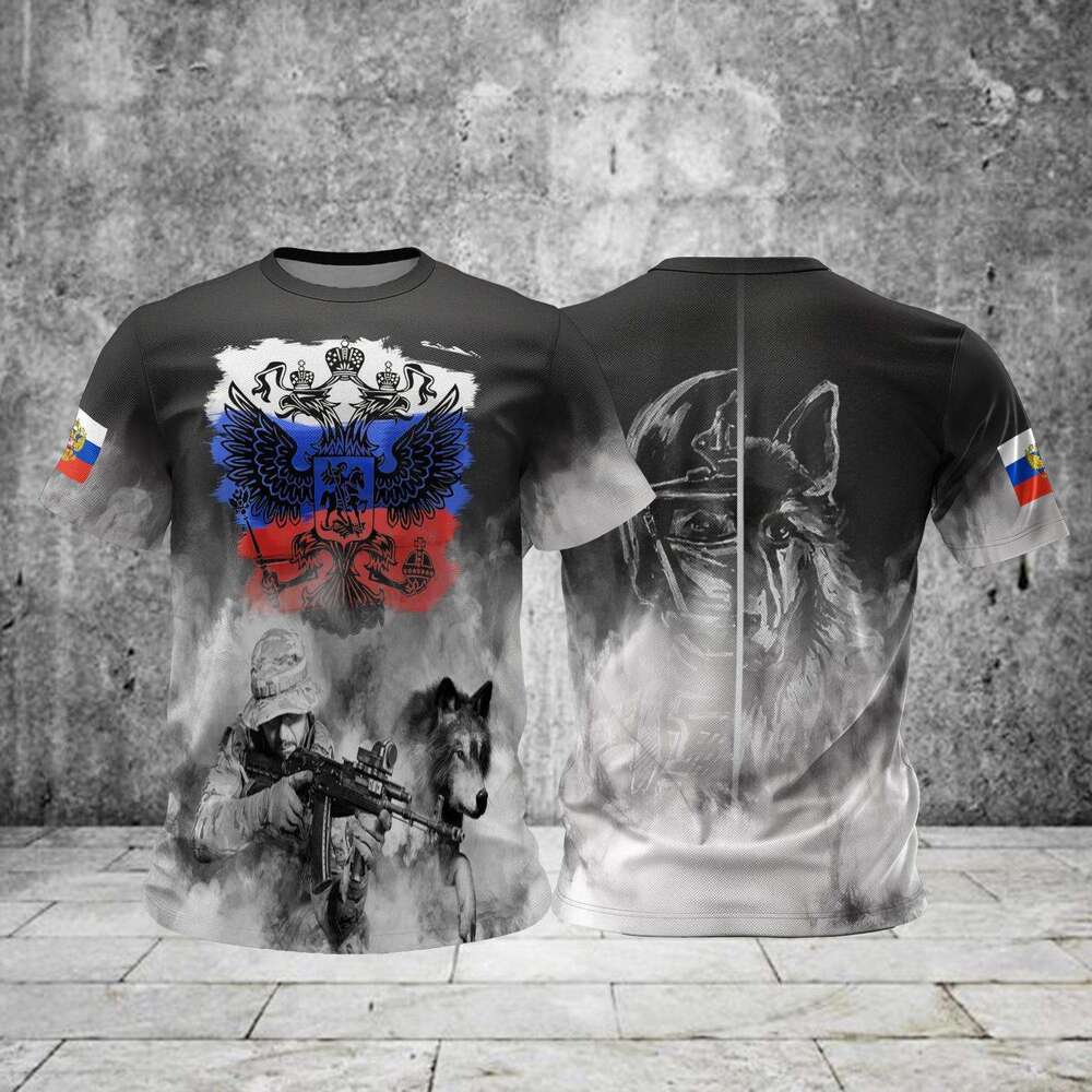 2025 3D Russian Flag Short Sleeve for Men Oversized T-Shirt Men's Clothing Summer