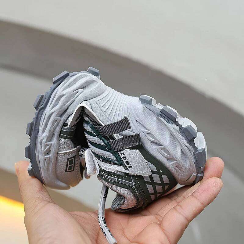 PU Leather Sport Children Trend Fashion Teenager Kid's Sneakers Soft-soled Waterproof Running Shoes For Boys Girls 26Y0304