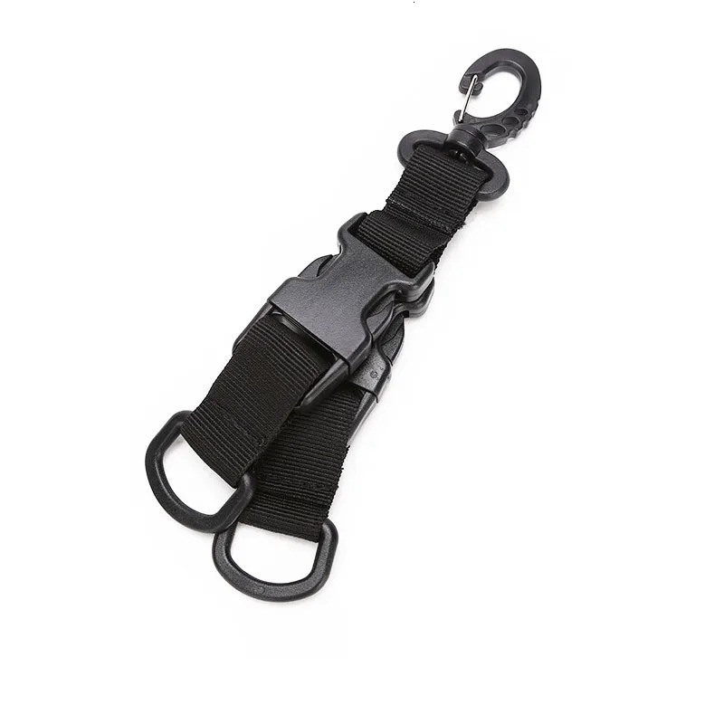 Tactical Nylon Webbing Backpack Hook Multifunctional Carabiner DShaped Keychain Doublesplit quick release hanging Buckle 260228
