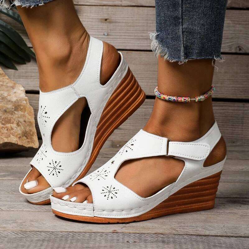 2025 Summer New Fashion Slope High Heel Sandals Elegant Casual Women's Shoes
