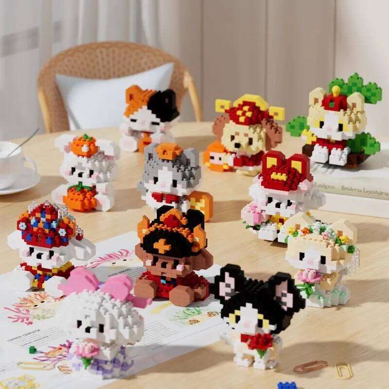 Pet Series Cartoon Animation Building Block Cute Wedding Cat And Dog Models Educational Assembly Toys Holiday Gifts Z260305