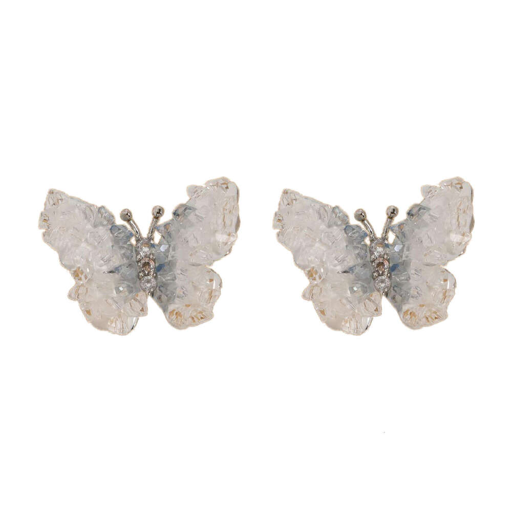 Super Fairy-like Butterfly Crystal Earrings Women With High-end 925 Silver Studs