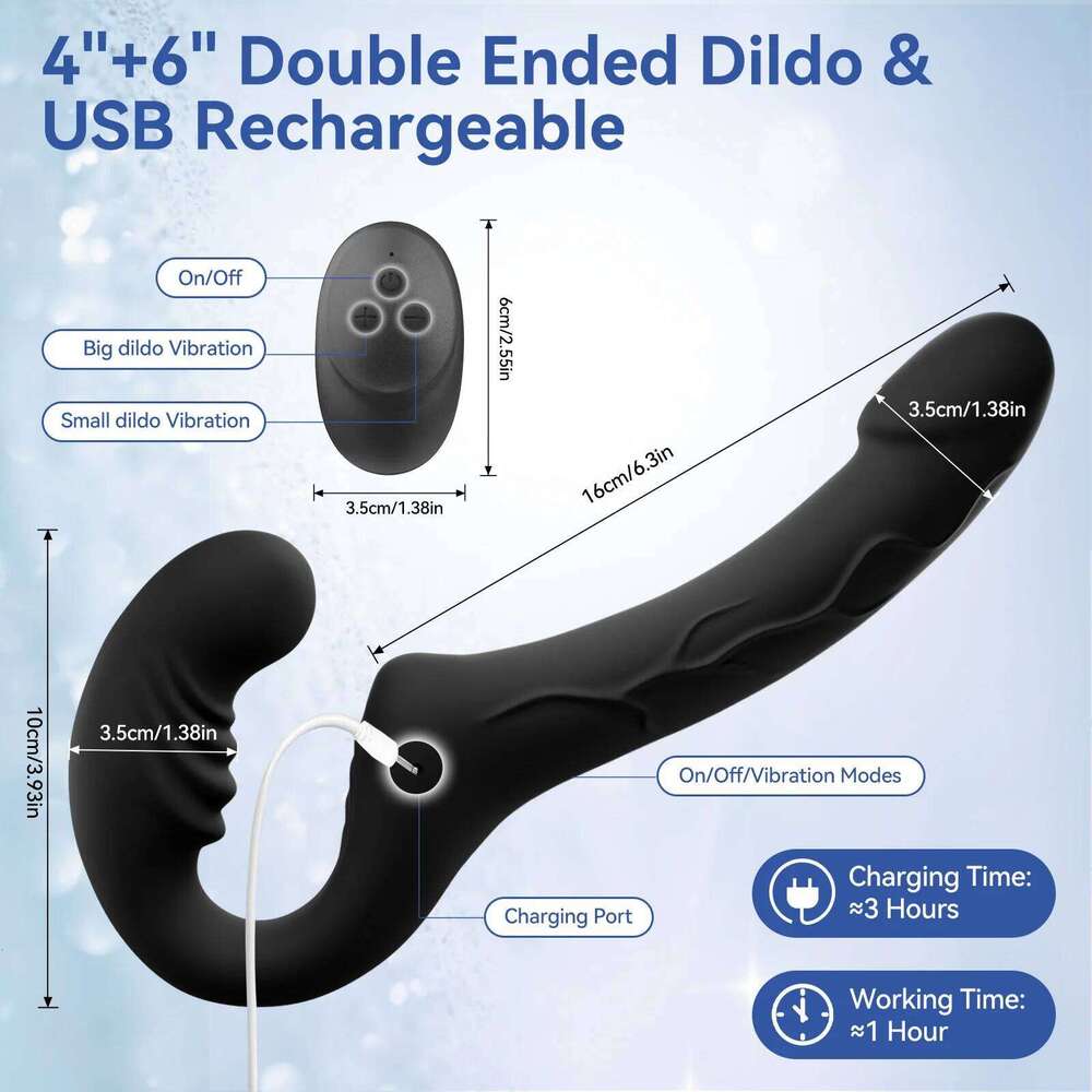 GAIWU 6 4 Inch Strap On Double Sided Dildo 10 Strong Vibrating Anal Clitoral G Spot Vibrator Pegging & Lesbian Sex Toys W260305
