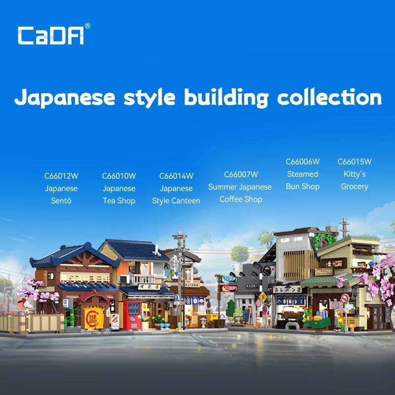 Cada Sushi HouseBricks Shop LED Japanese Steamed Bun House Building Blocks Summer Cafe cada Toy Street View Series set Z260305