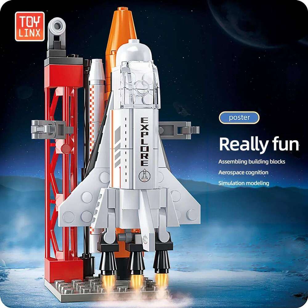 TOYLINX 115PCS Launch Spaceship Shuttle Building Blocks Set Exploration Construction Rocket Toy Bricks Space for Boys Girl Z260305