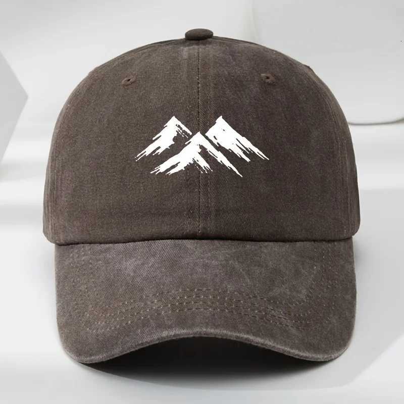 Interesting baseball cap mountain print outdoor mens casual sports breathable duckbill cap washed retro sun hat S260306
