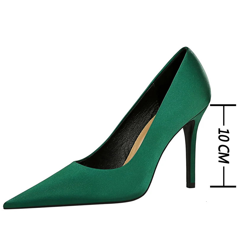 BIGTREE Shoes Silk Satin Woman Pumps Fashion High Heels 2026 Stiletto 10 Cm Heels Sexy Party Shoes Lady Pumps Large Size 43 260306
