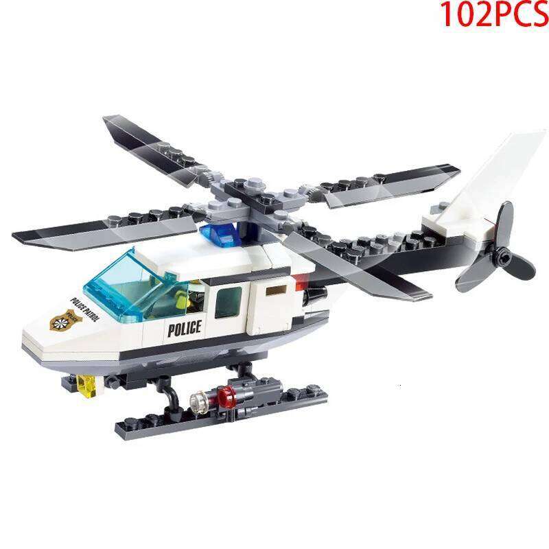 City Police Airplane SWAT Car Fire Helicopter Carrier Vehicle DIY Assemble Aircraft Model Building Blocks Bricks Kids Toys Gifts Z260306