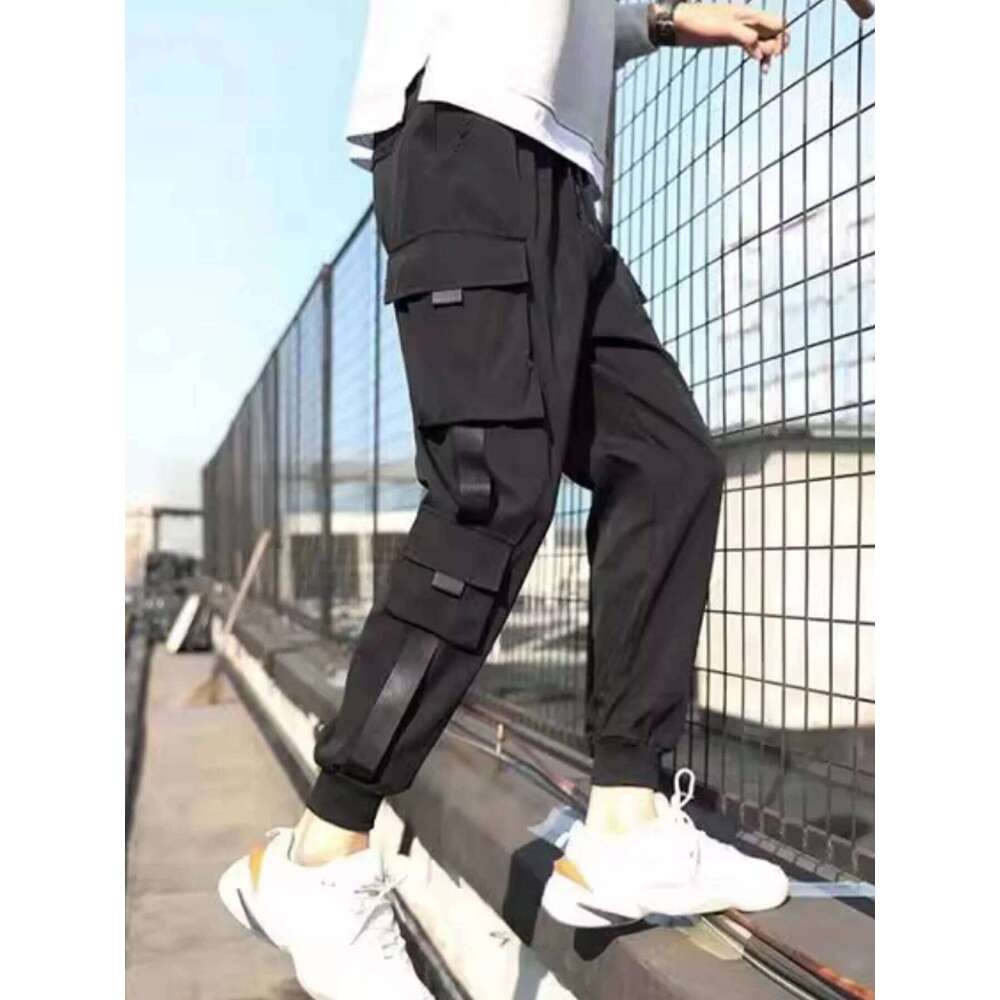 new multi pocket workwear straight tube multifunctional casual pants, oversized men's pants