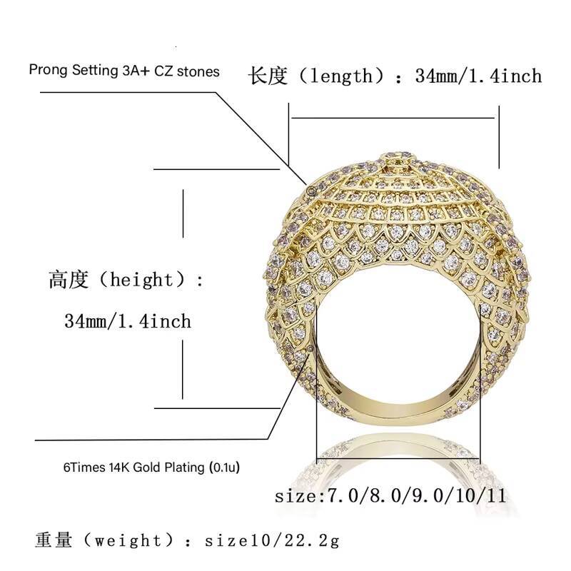 Luxury Fashion Owl Emerald Brass Real Gold Plated Rings Stylish Hip Hop Cubic Zircon Iced Out Wedding Anniversary Party Jewelry