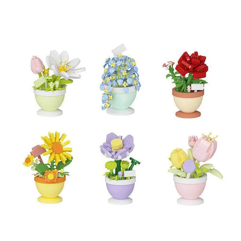 2024 New Original Rose Box Tulip Lotus Building Blocks Flower Model Tiny Particle Gift Toy Z260306