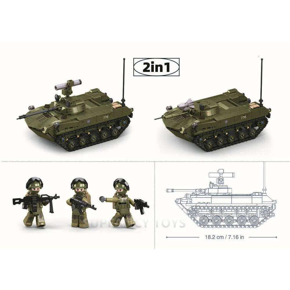 Sluban 530PCS BMD-2S Parachute Fighting Vehicle Building Blocks Army Military Model Bricks Educational Toys for Children Z260305