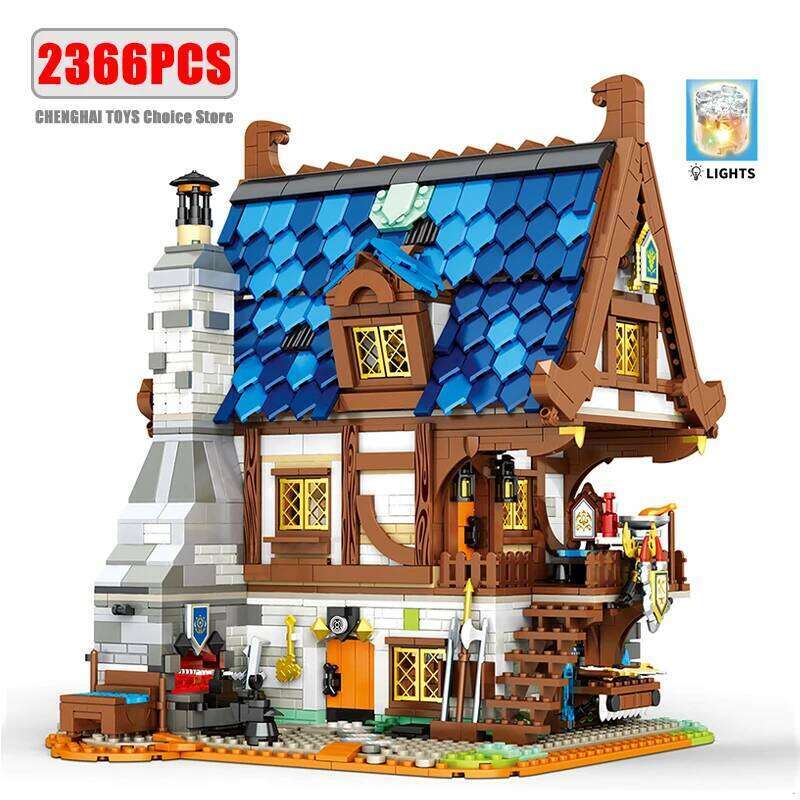 Medieval Series Architecture Building Blocks Model Middle Ages Castle Set MOC Street View Modular Tree House Bricks Toy Boy Gift Z260306