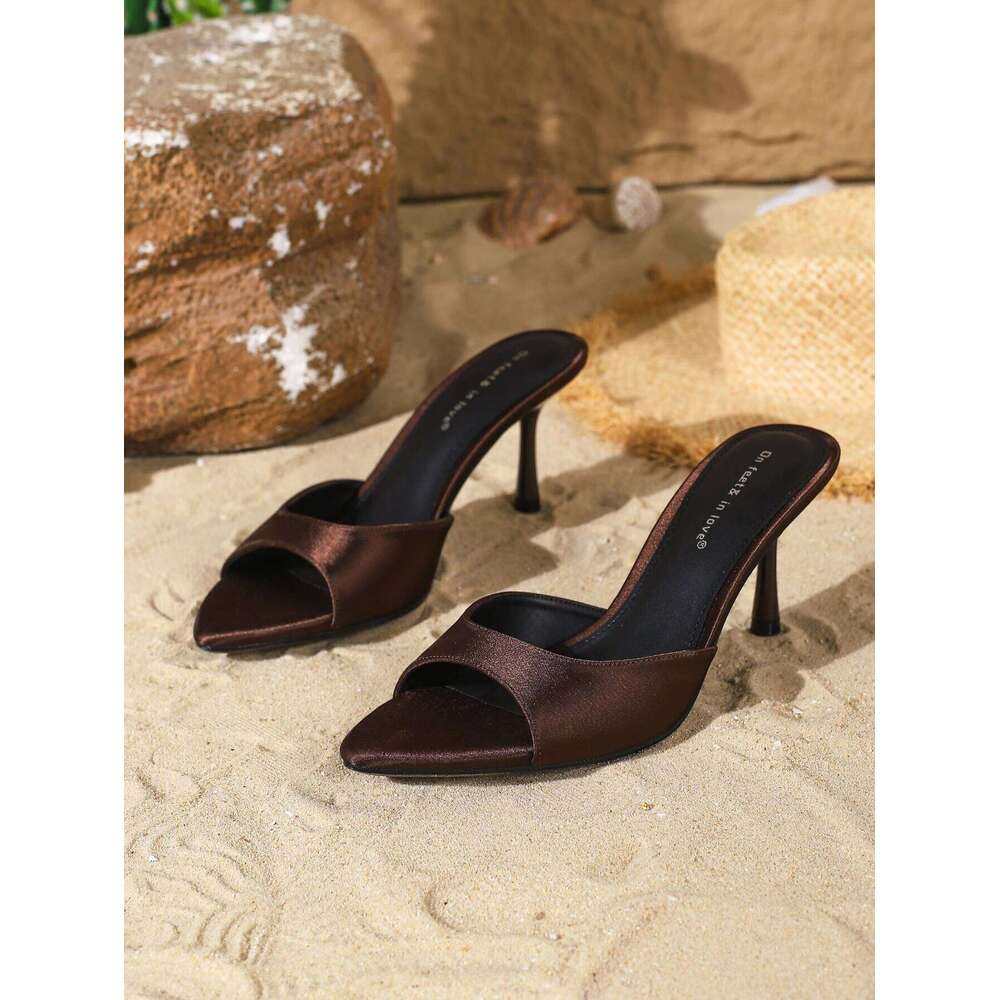 Women's Slip-On Satin Heeled Mules
