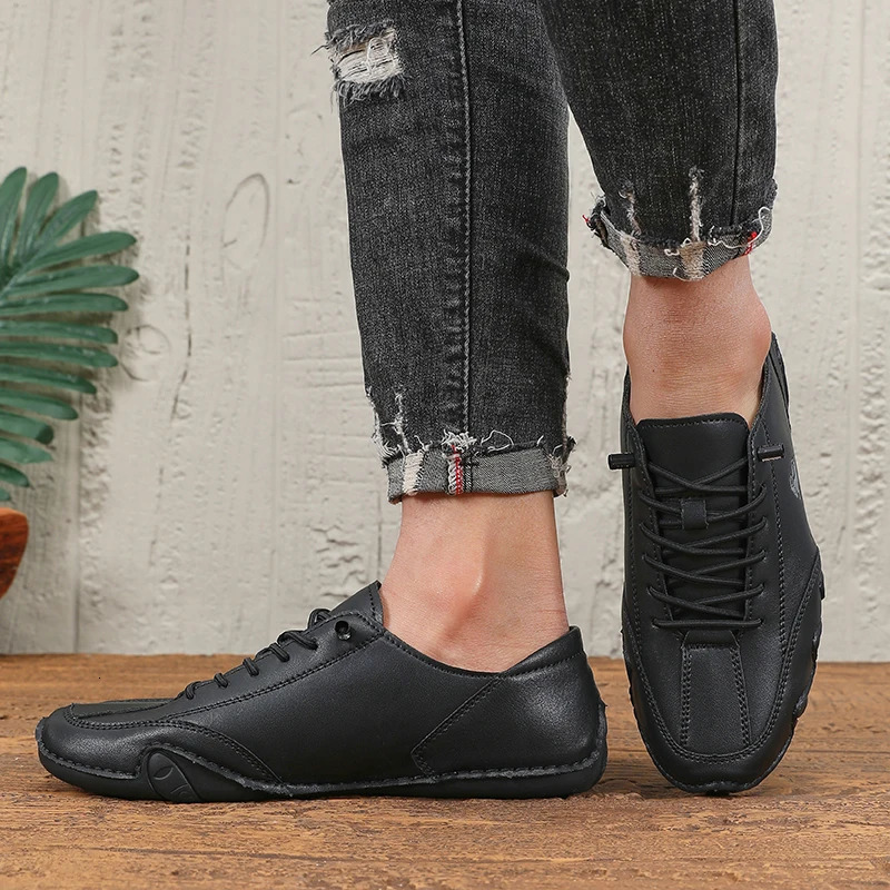 Classic Loafers Trendy Durable Artificial Leather Waterproof Anti Slip Casual Shoes for Outdoor Walking Mens Motorcycle Boots 260305