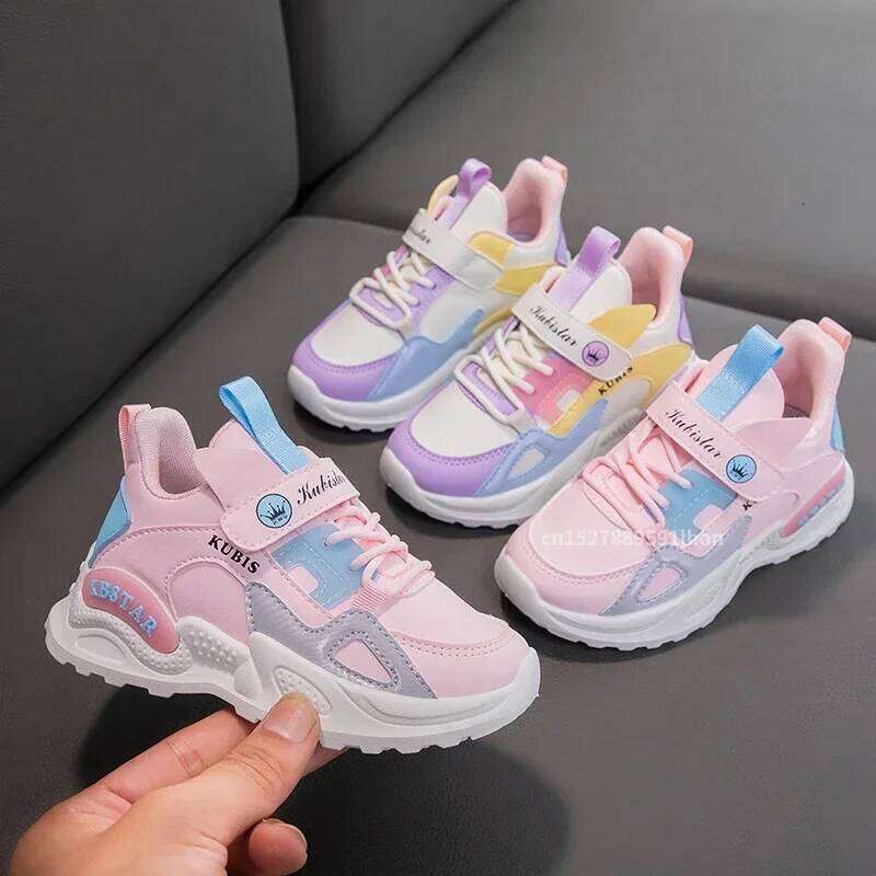 Kids Sneakers Girls School Casual Outdoor Breathable Running Light Soft Tenis Pink Non-slip Children Shoes 26Y0304