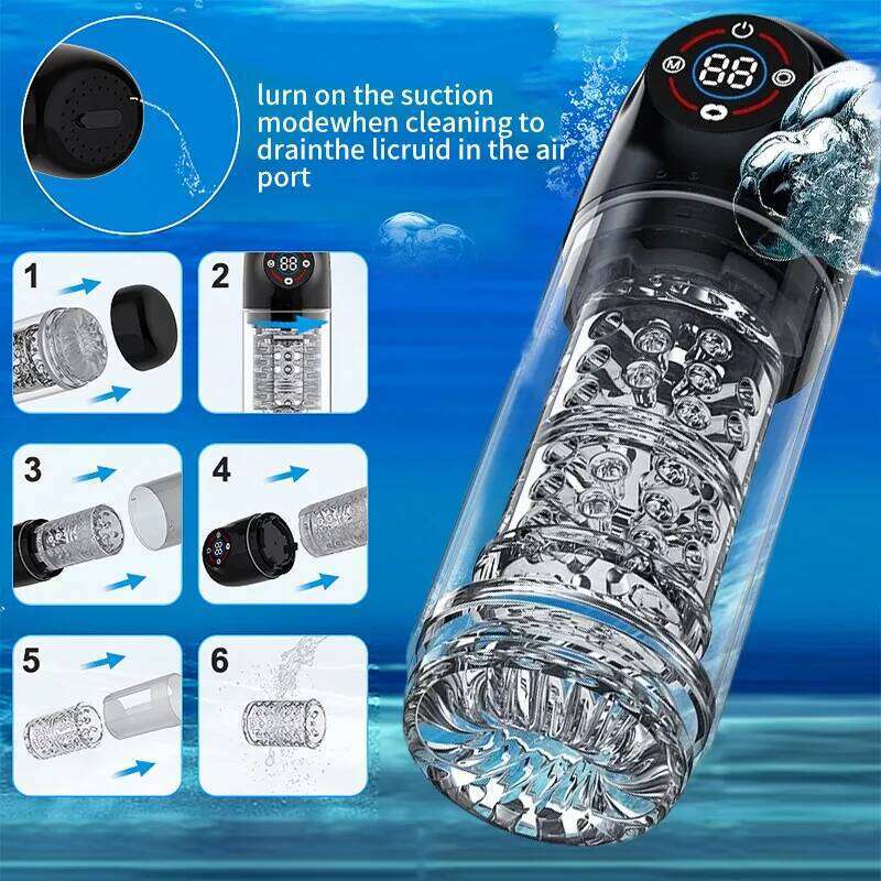 Automatic Male Masturbator Sex Toys for Men Penis Pump Blowjob Machine with 7 Rotating Sucking & Licking Modes Pocket Pussy W260305