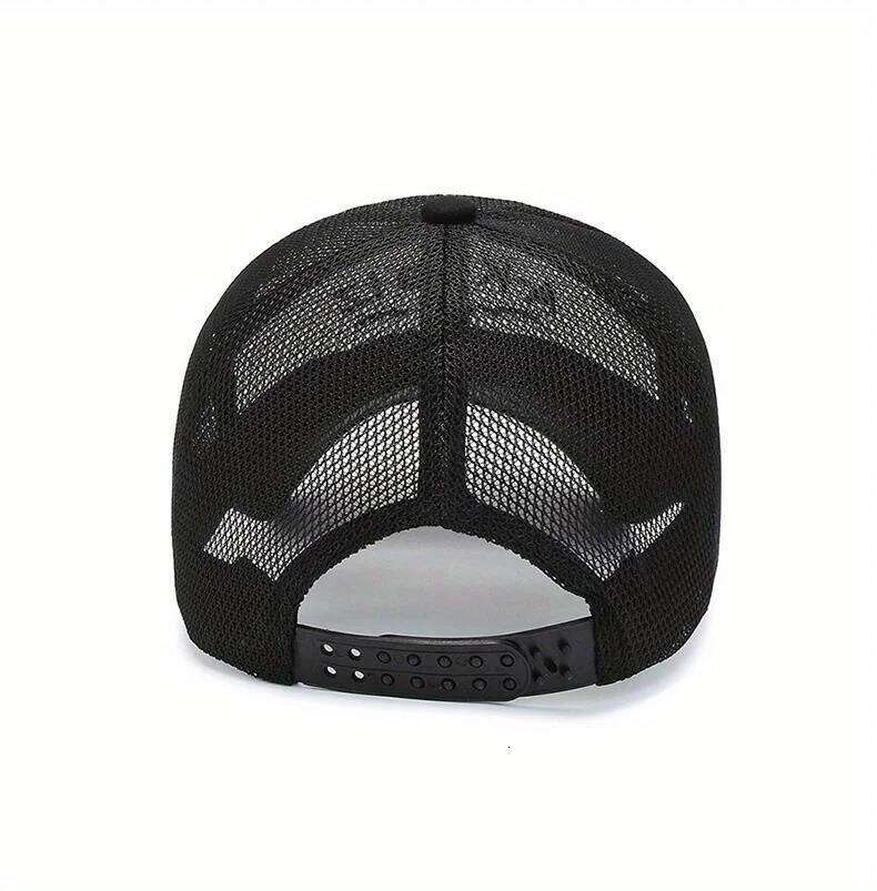 Unisex Letter Pattern Mesh Trucker Cap, Curved Brim Sun Protection Quick Drying Breathable Sports Baseball Cap For Women & Men Y260304