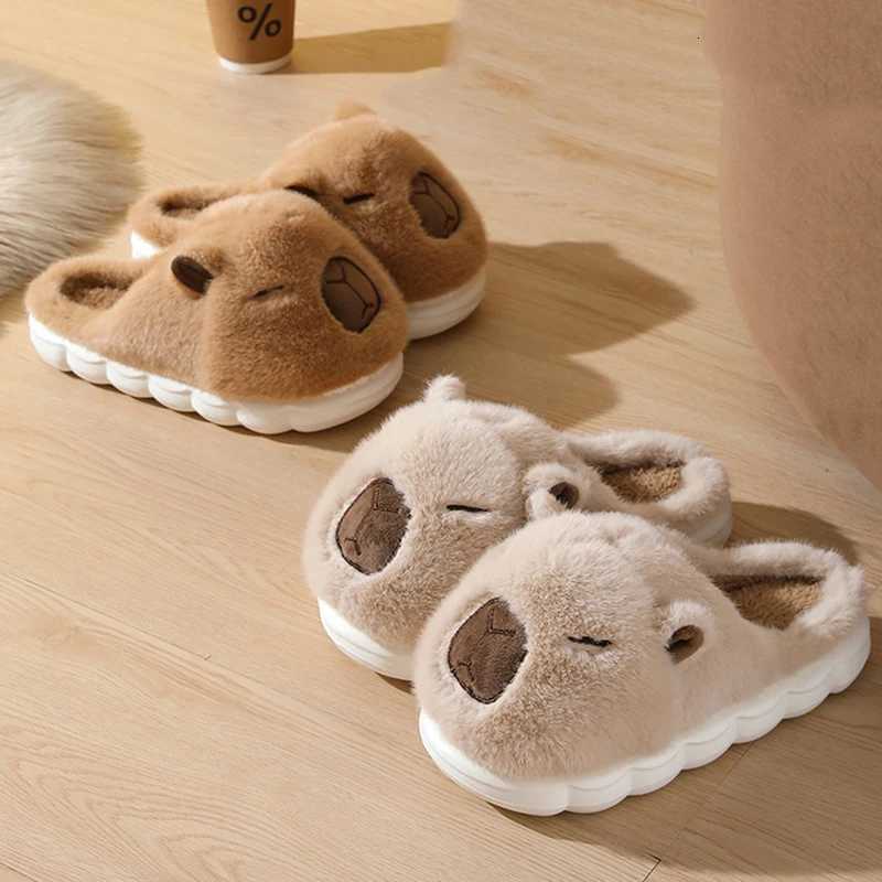 Cute Capybara Cotton Slippers Women Autumn Winter Indoor Soft Sole Warm Fur Slides Woman Comfort Non Slip Home Slippers Female S260305