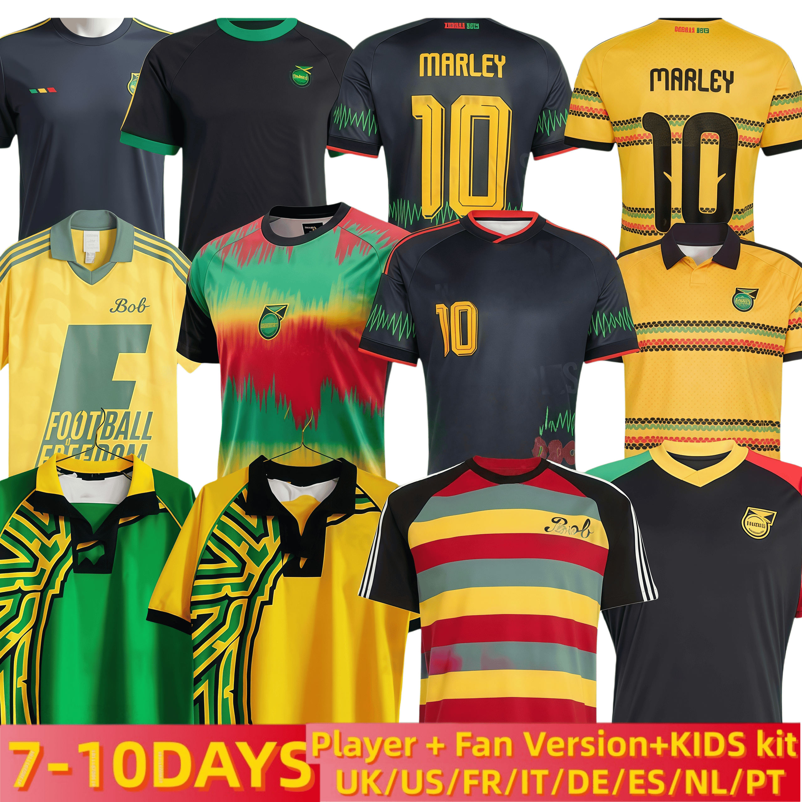 2026 MARLEY Jamaica soccer jerseys 2026 world cup copa national football shirts trainning 2026 Jamaica jersey Retro Kit 1998 home away pre match maillot jamaique