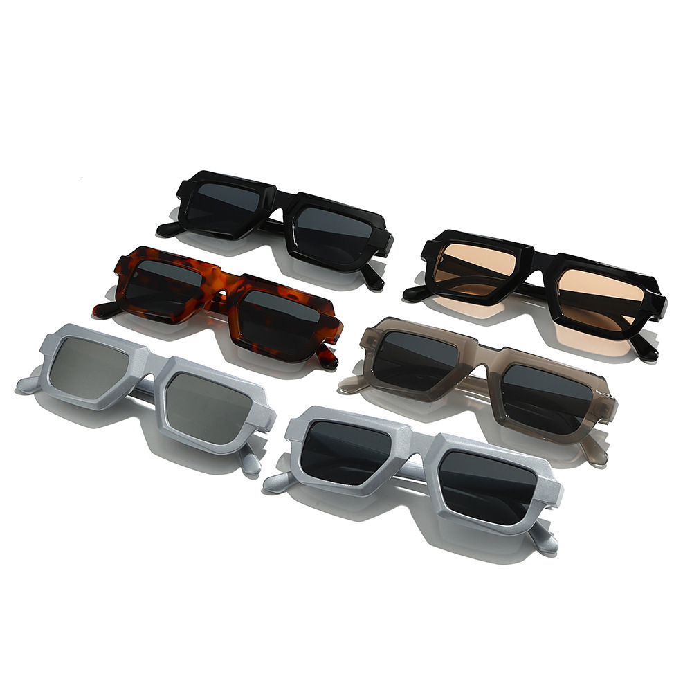 25 new vintage square-frame sunglasses, UV protection, high-end feel, European and American style, unisex sun glasses with a futuristic look