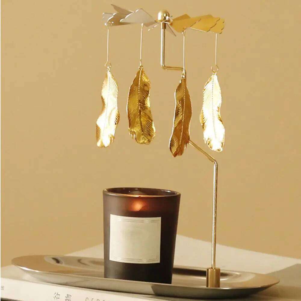 Gold Romantic Rotating Spinning Candle Holder Wedding Party Home Decoration Metal Tealight Candlestick XJ260305