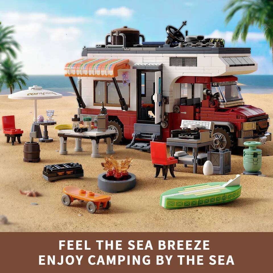 924PCS Camper Van Building Blocks Set Assembly Puzzle Bricks Model with LED Light Desktop Decoration Gifts Z260305