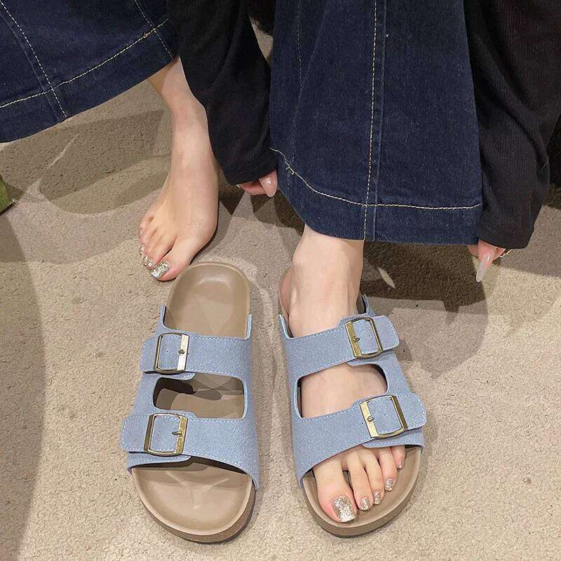 Litfun Fashion Sandals With Adjustable Buckle Platform Outdoors Slids Designed Leisure Women's Summer Slippers