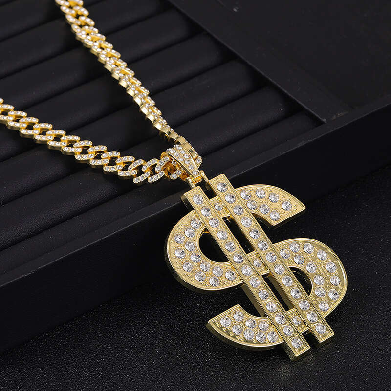 Hip Hop HIPHOP Dollar Cuban Pendant High-Quality Electroplated Color-Retaining Alloy Exaggerated Men's Necklace