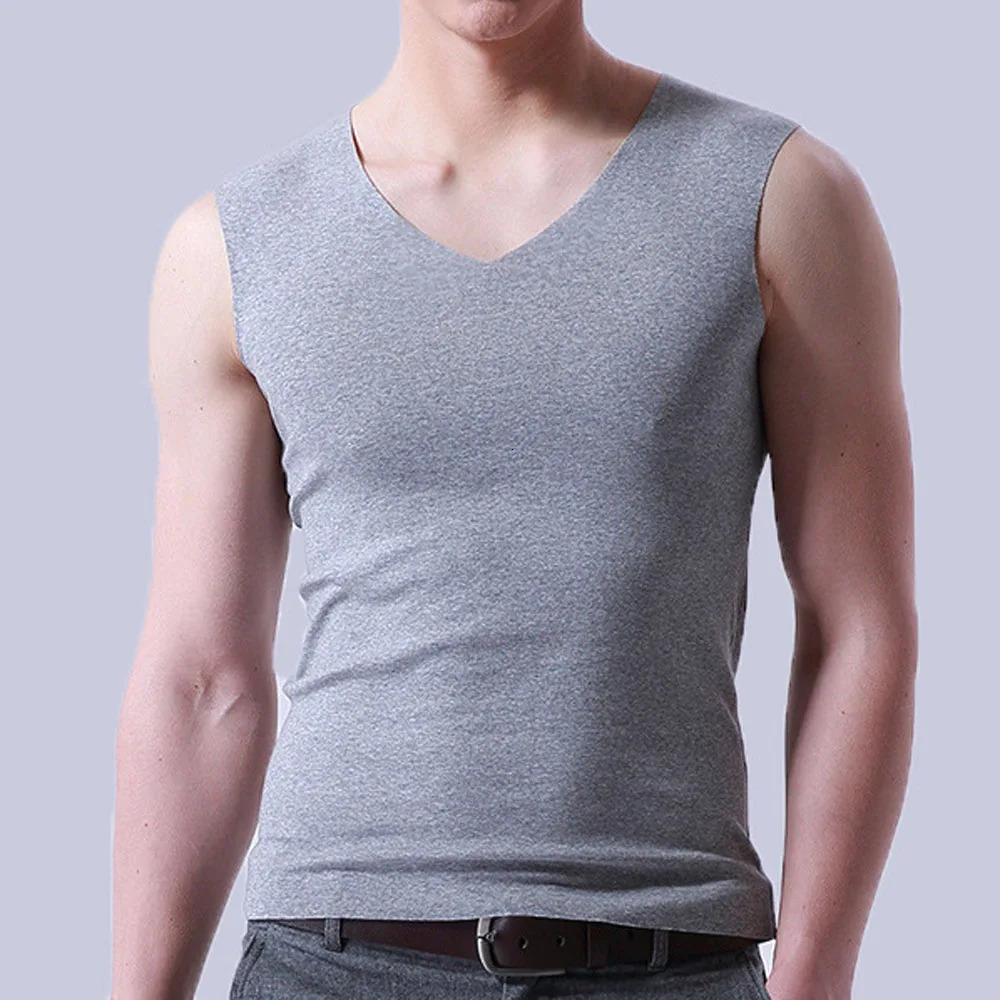Mens Vests Summer Ice Silk V Neck Sleeveless Solid Color Slim Seamless Fitness Tank Tops QXMY-0002 260306