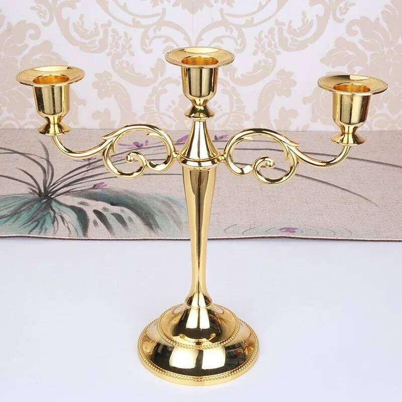 Silver/Gold/Black/Bronze Metal Holder Retro 3-Arms Candelabra Candle Stand Wedding Candlestick Drop Shipping MJ XJ260305