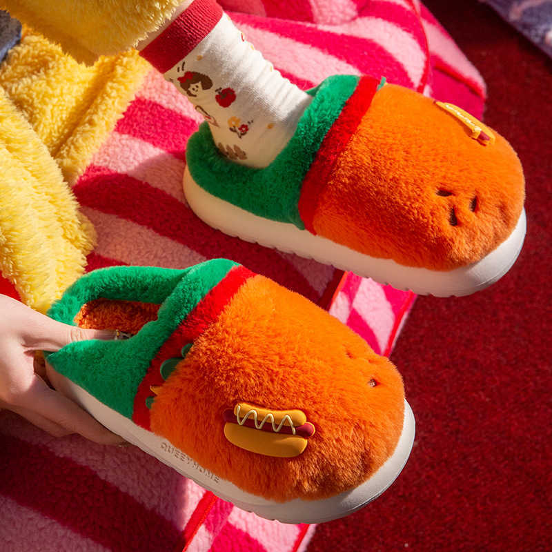 Funny Cartoon Cotton Slippers 2025 New Cute Home Autumn Winter Thick-Soled Non-Slip Plush Household Cotton Shoes for Women S260305