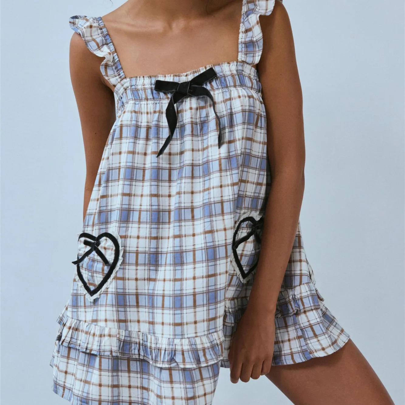 Gaono Women Y2K Tie Shoulder Mini Dress Bow Babydoll Ruffle Short Dress Summer Boho Floral Flowy Beach Sundress 260306
