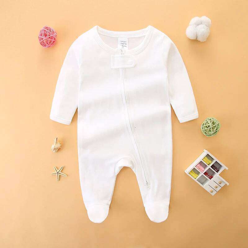 Baby Jumpsuit Long-Sleeved Zipper Romper Crawling Suit with Foot Cover Newborn 0-3 Months Infant Clothing Z260306