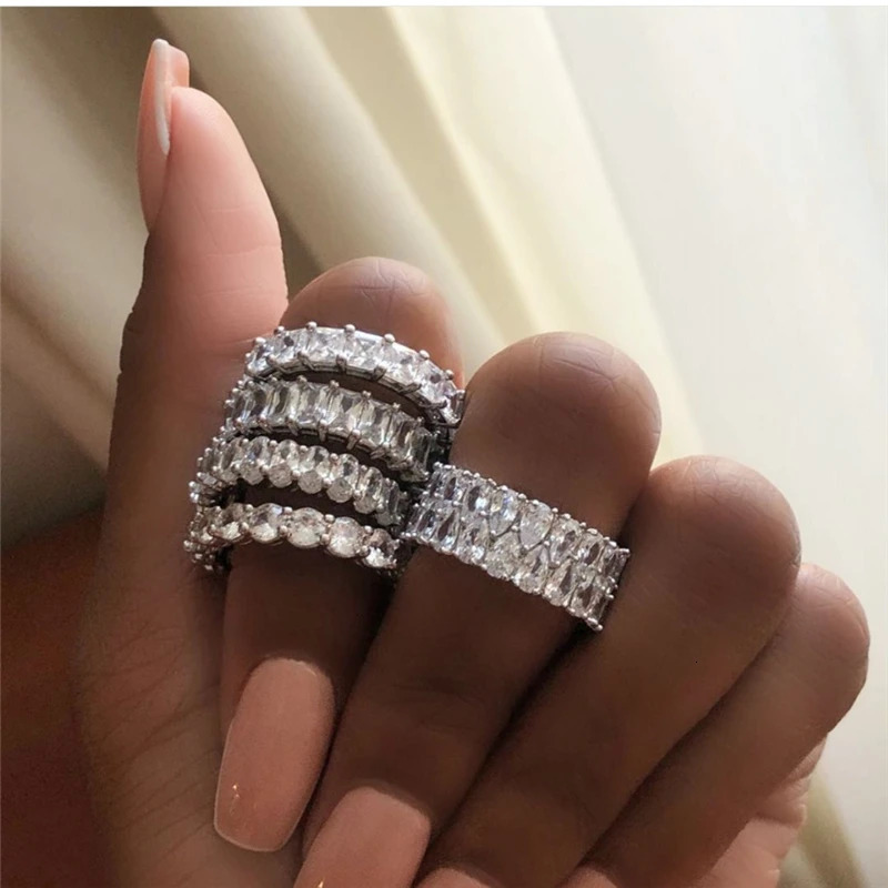 Wholesale Band Promise ring 925 Sterling silver Diamond cz Engagement Wedding Rings for women Men Finger Party Jewelry 260302